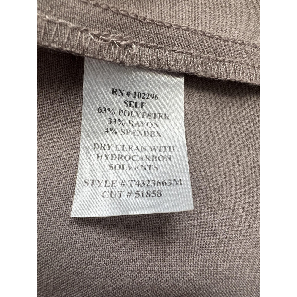 Connected Apparel Dress Womens 12 Taupe Button Front Belted Midi Cap Sleeve Work - Picture 10 of 11